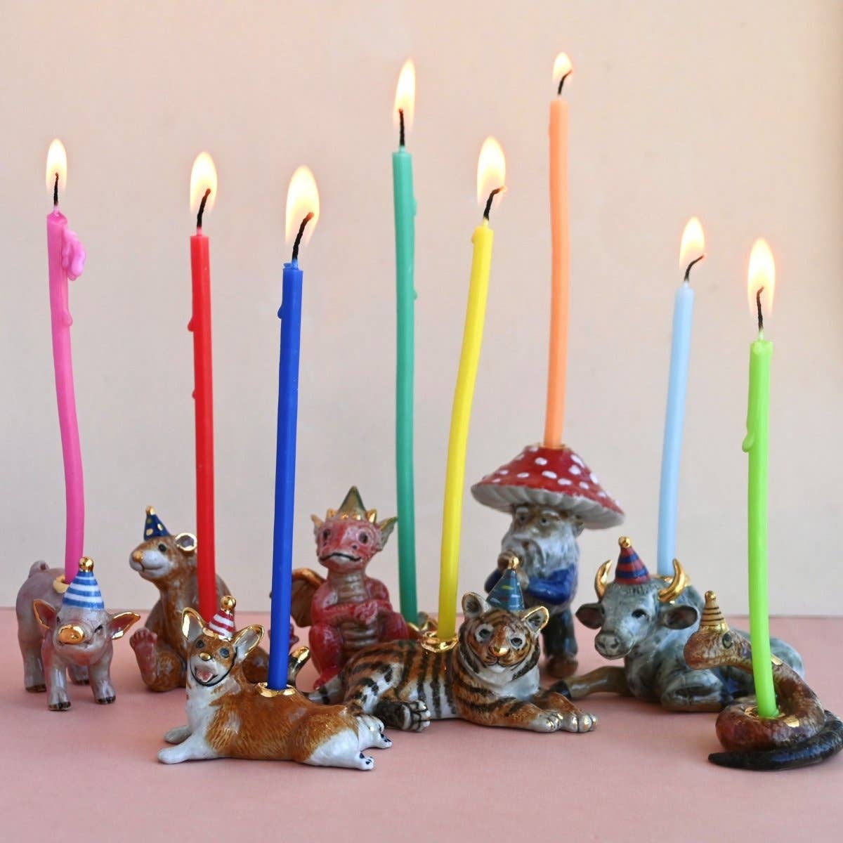 Rainbow Beeswax Birthday Candle Set 🌈8🎂